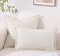 Corduroy Pillow Covers 18x18 Inch Set of 2, Striped Decorative Square Spring Throw Pillow Covers with Wide Border for Couch Living Room Bed, Cream White
